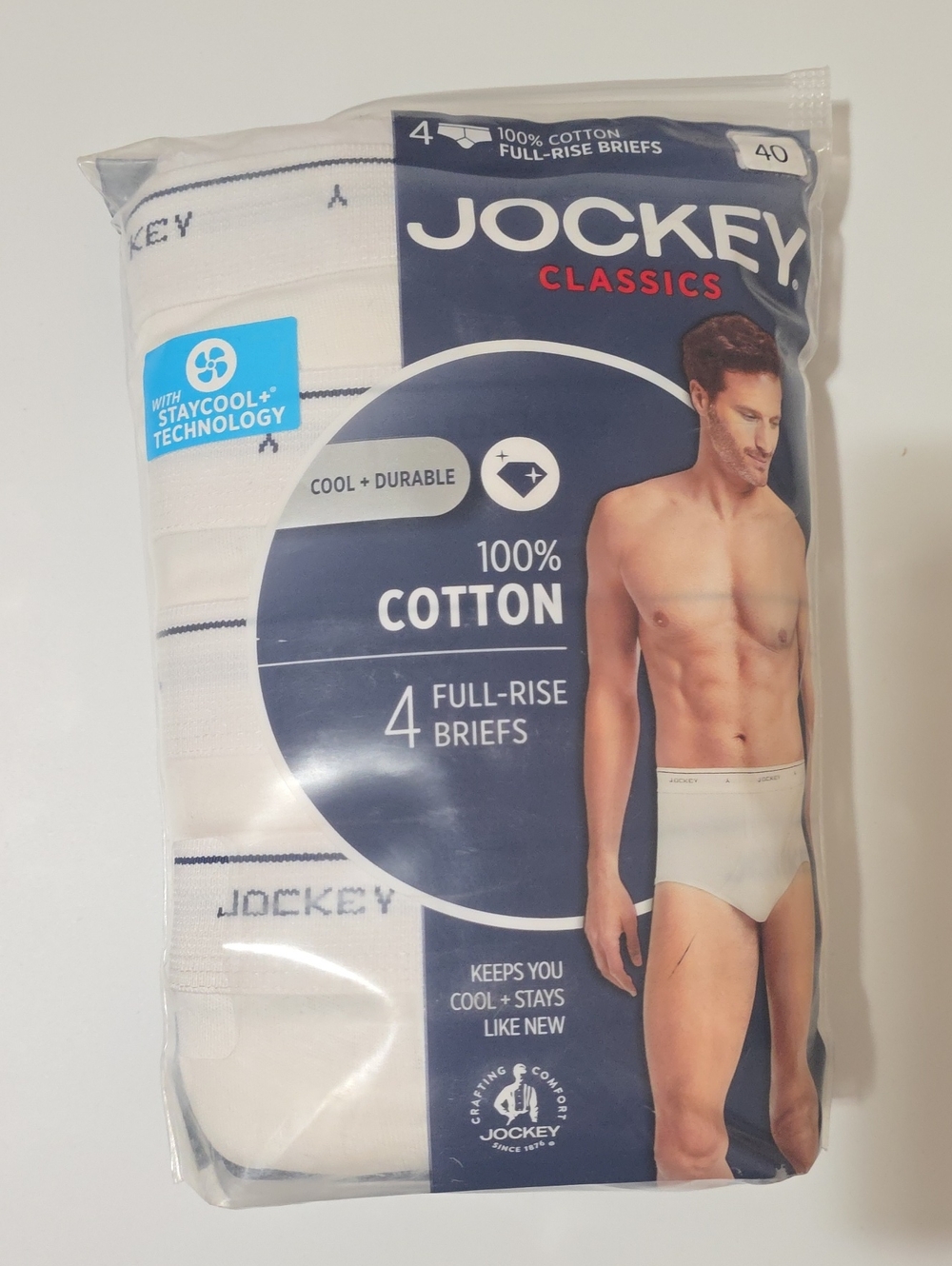 Jockey Classics Men's White Briefs - 4 Pack